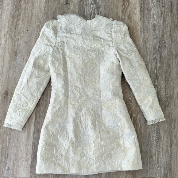Dream Sister Jane Tailored Jacquard Mini Dress Ivory Size XS Floral Long Sleeve - Picture 5 of 16